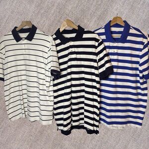 Lands End Polo Shirts Striped Size Large Yachtcore Preppy Nautical Lot Of 3 Pima